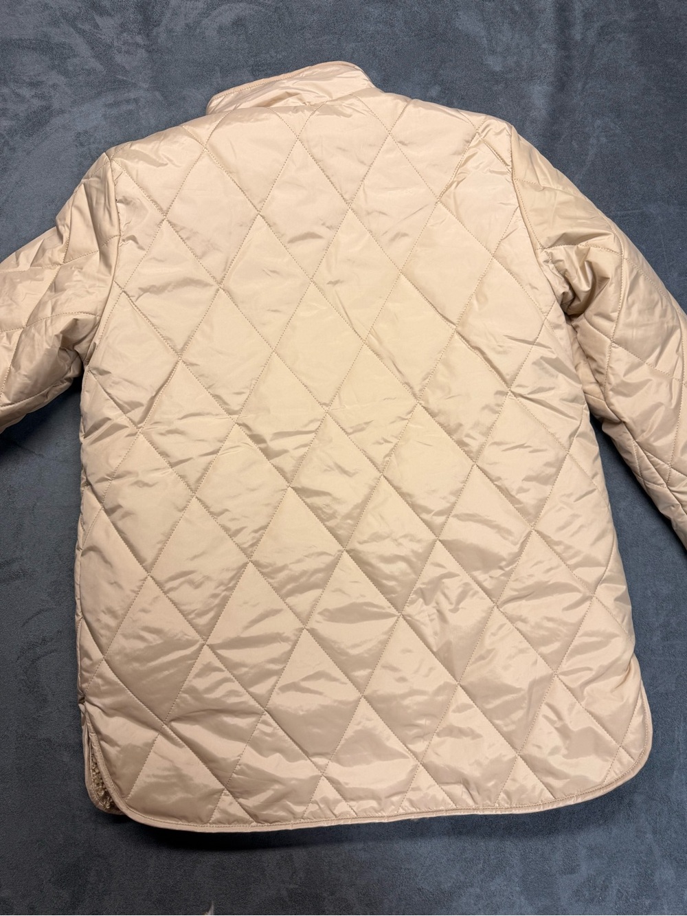 Women's Quilted Coat with Sherpa Lining - Cream - Picture 7 of 7